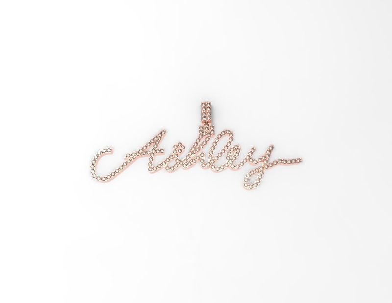 CURSIVE ASHLEY DIAMOND NAME PENDANT JEWELRY 3D print model_12