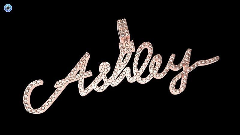 CURSIVE ASHLEY DIAMOND NAME PENDANT JEWELRY 3D print model_24