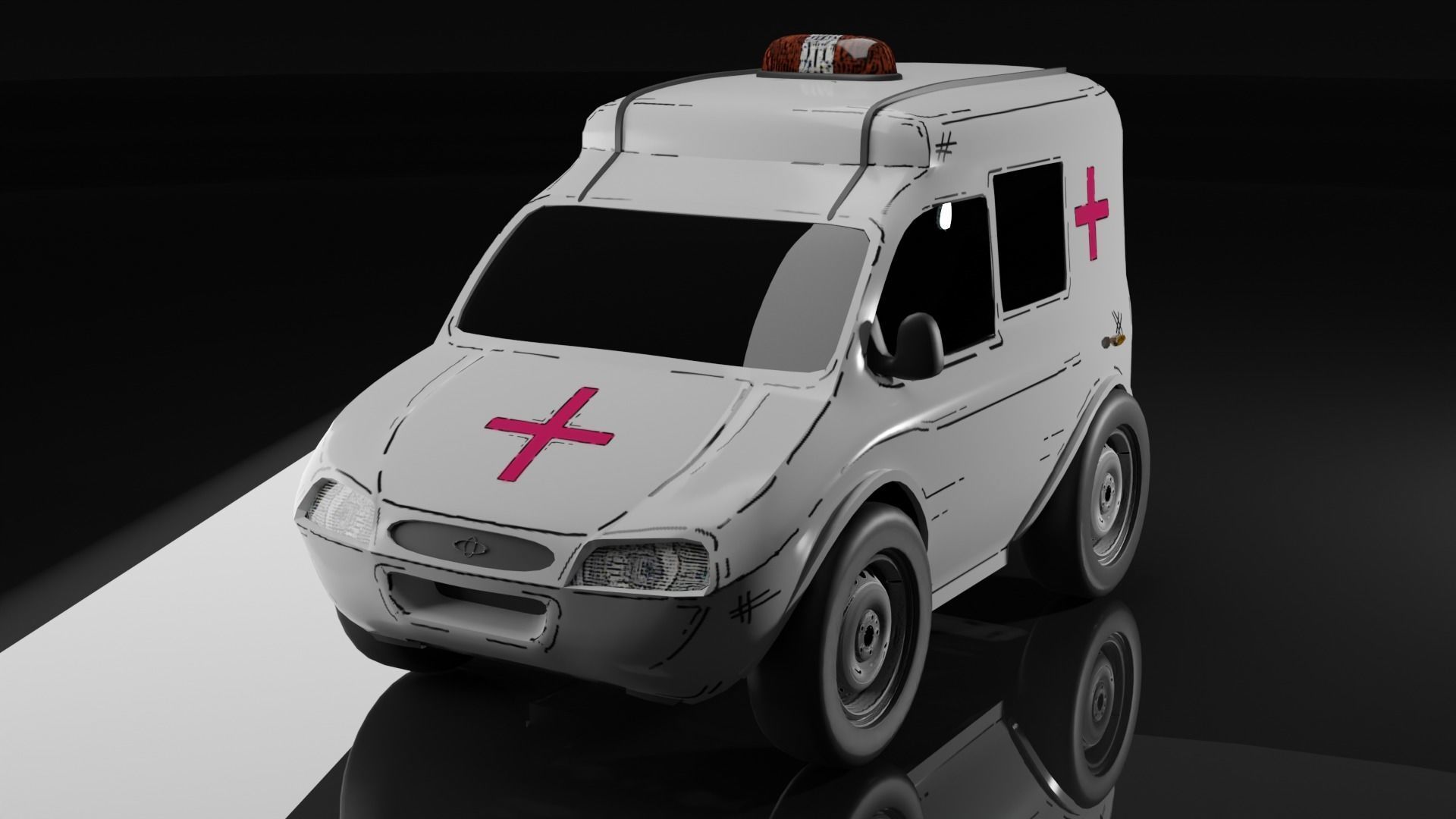 Cartoon toy vehicles Low-poly 3D model_10