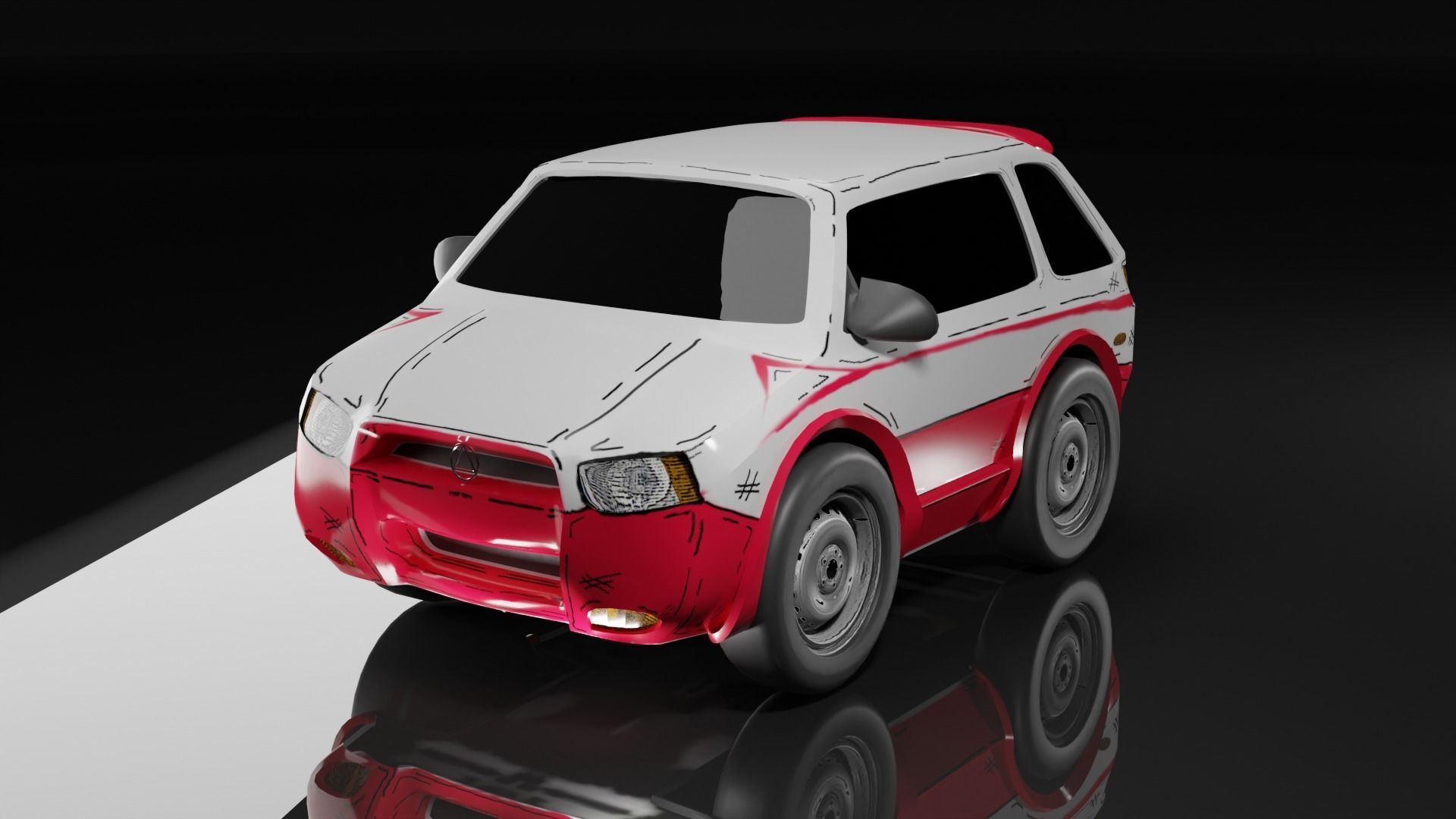 Cartoon toy vehicles Low-poly 3D model_8