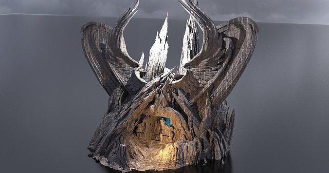 Curved Nephilim Fallen Fortress castle 3D model