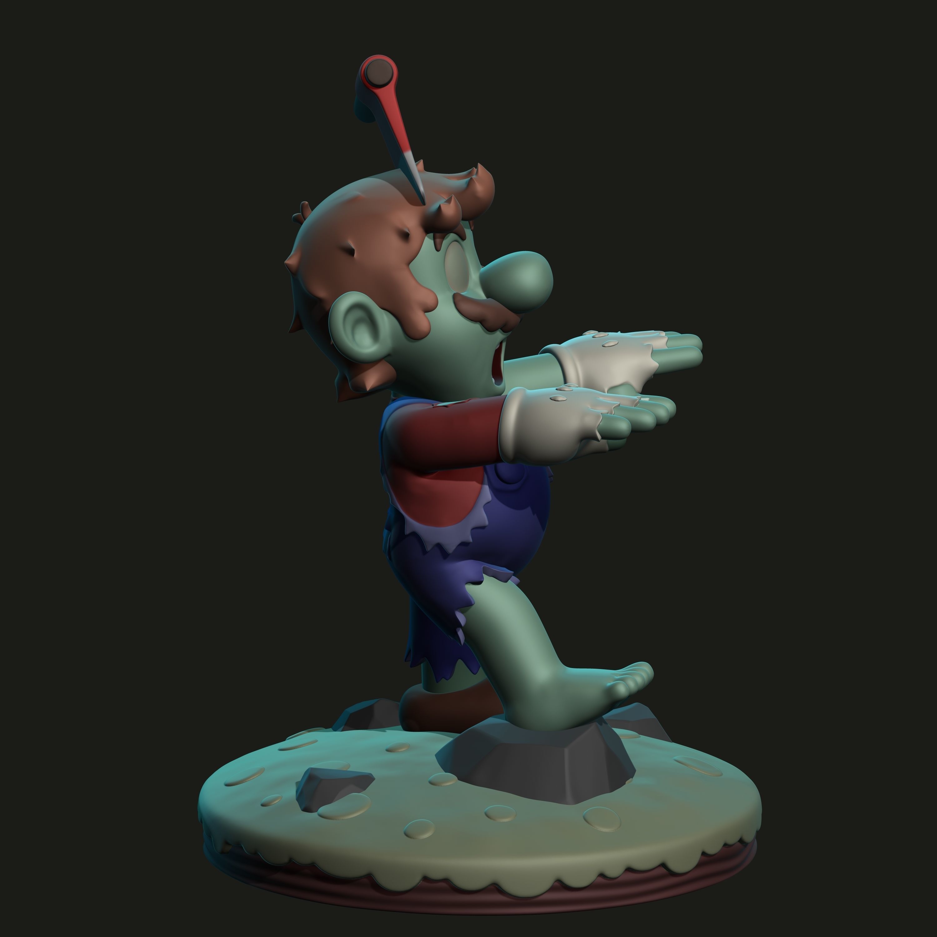 Mario Bros - Mario Zombie 3D print model_2