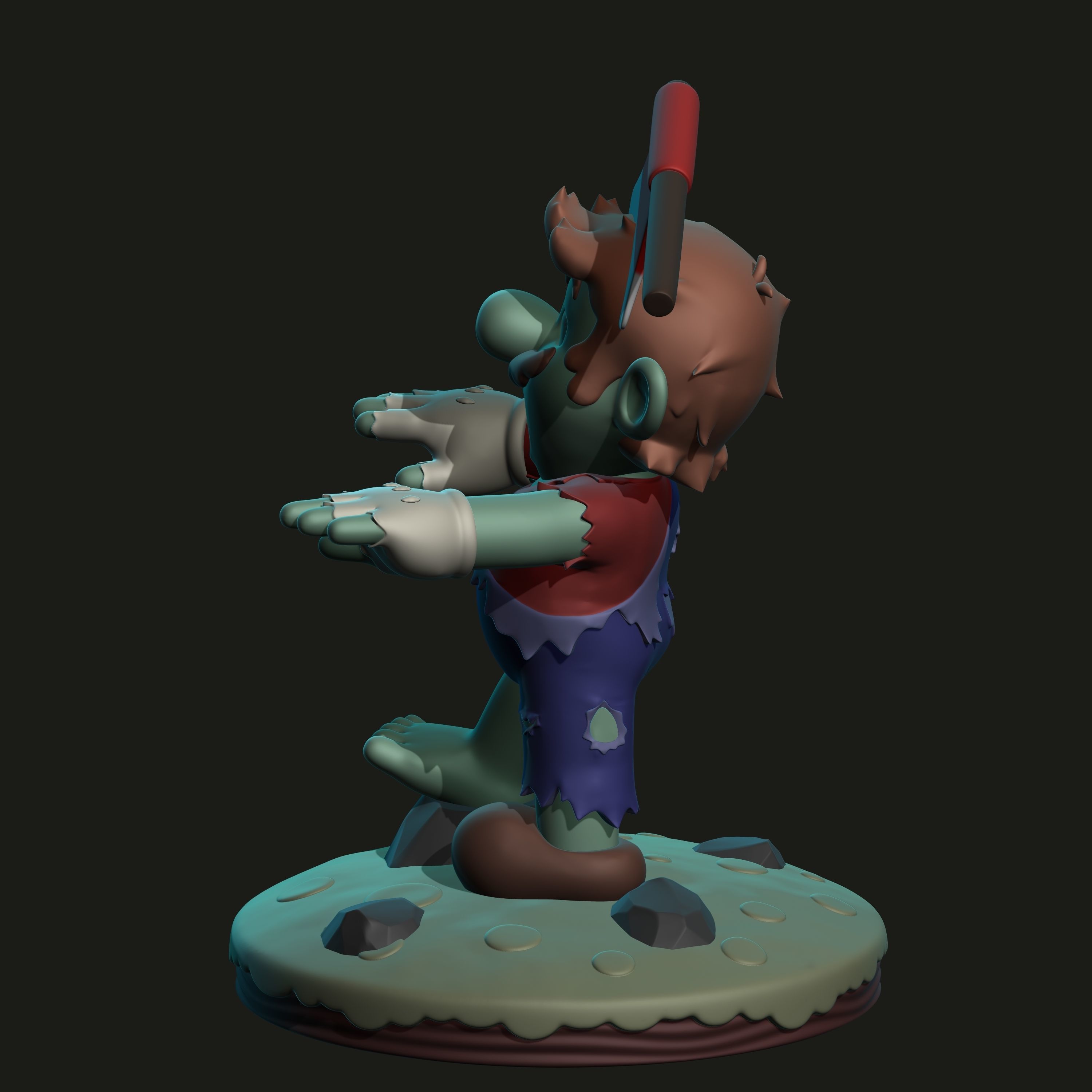 Mario Bros - Mario Zombie 3D print model_6