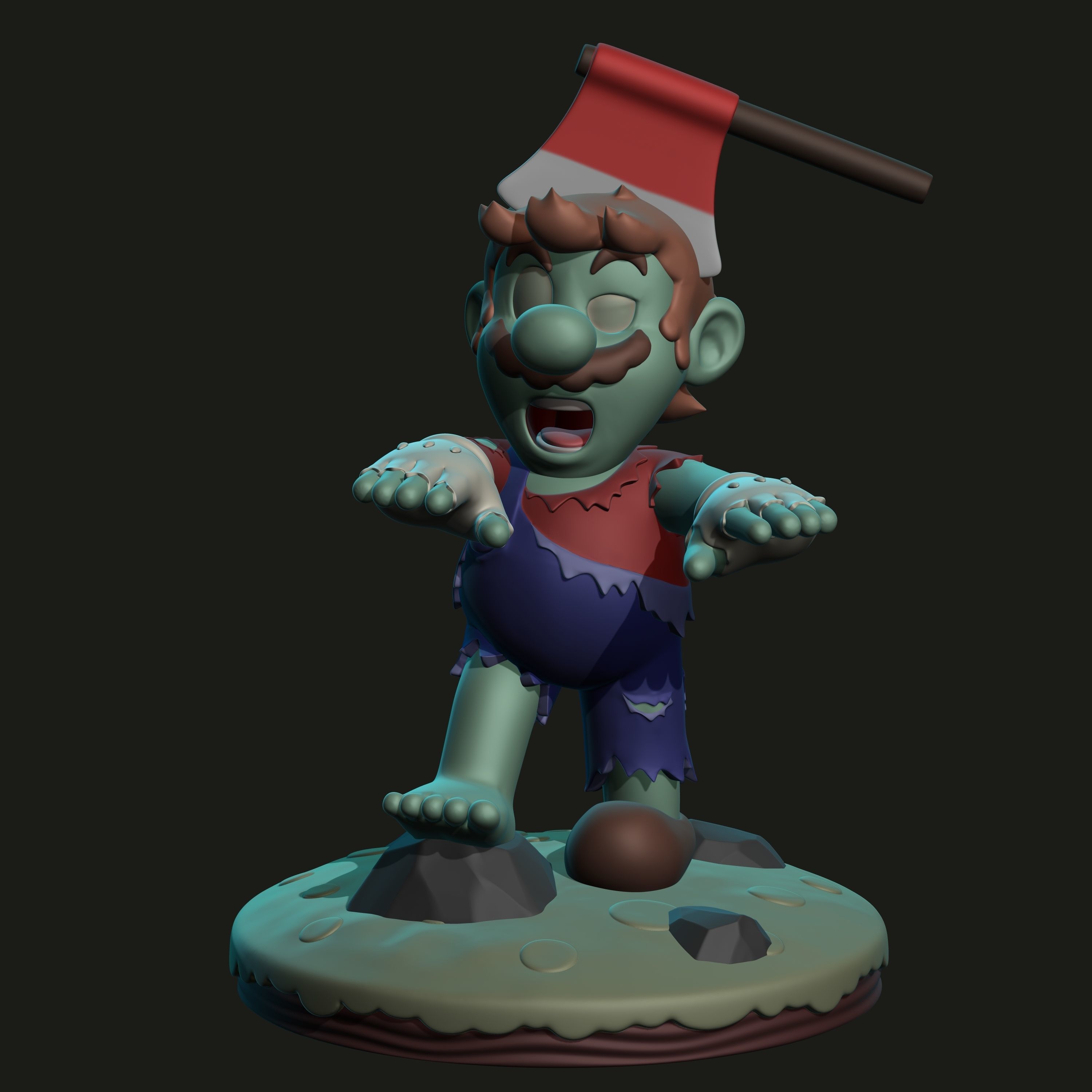 Mario Bros - Mario Zombie 3D print model_8