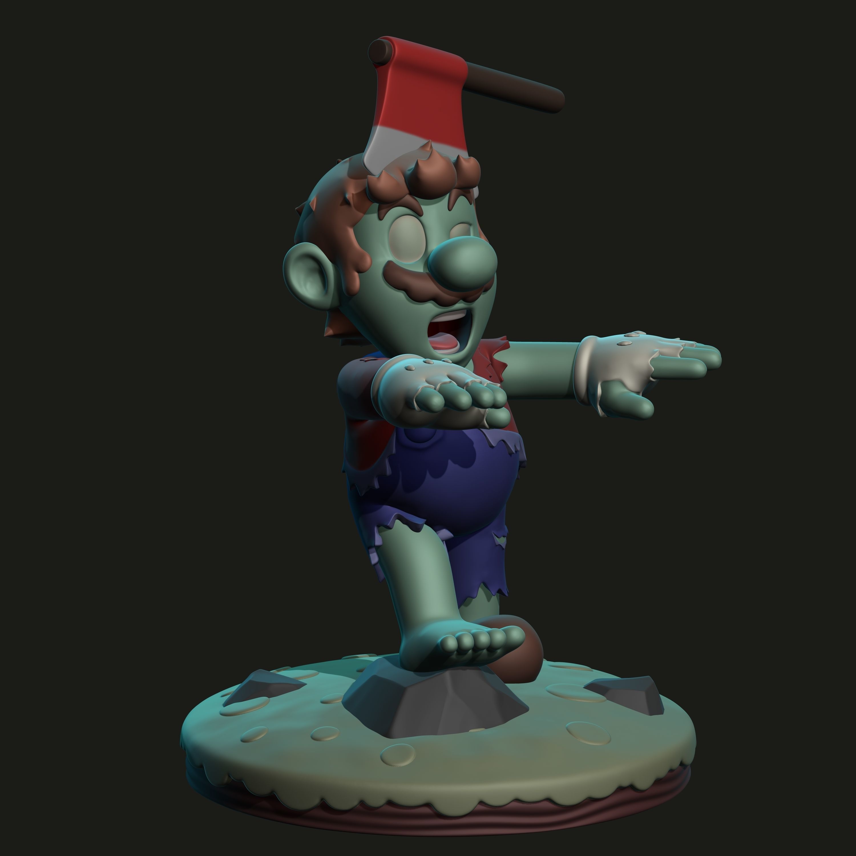 Mario Bros - Mario Zombie 3D print model_1