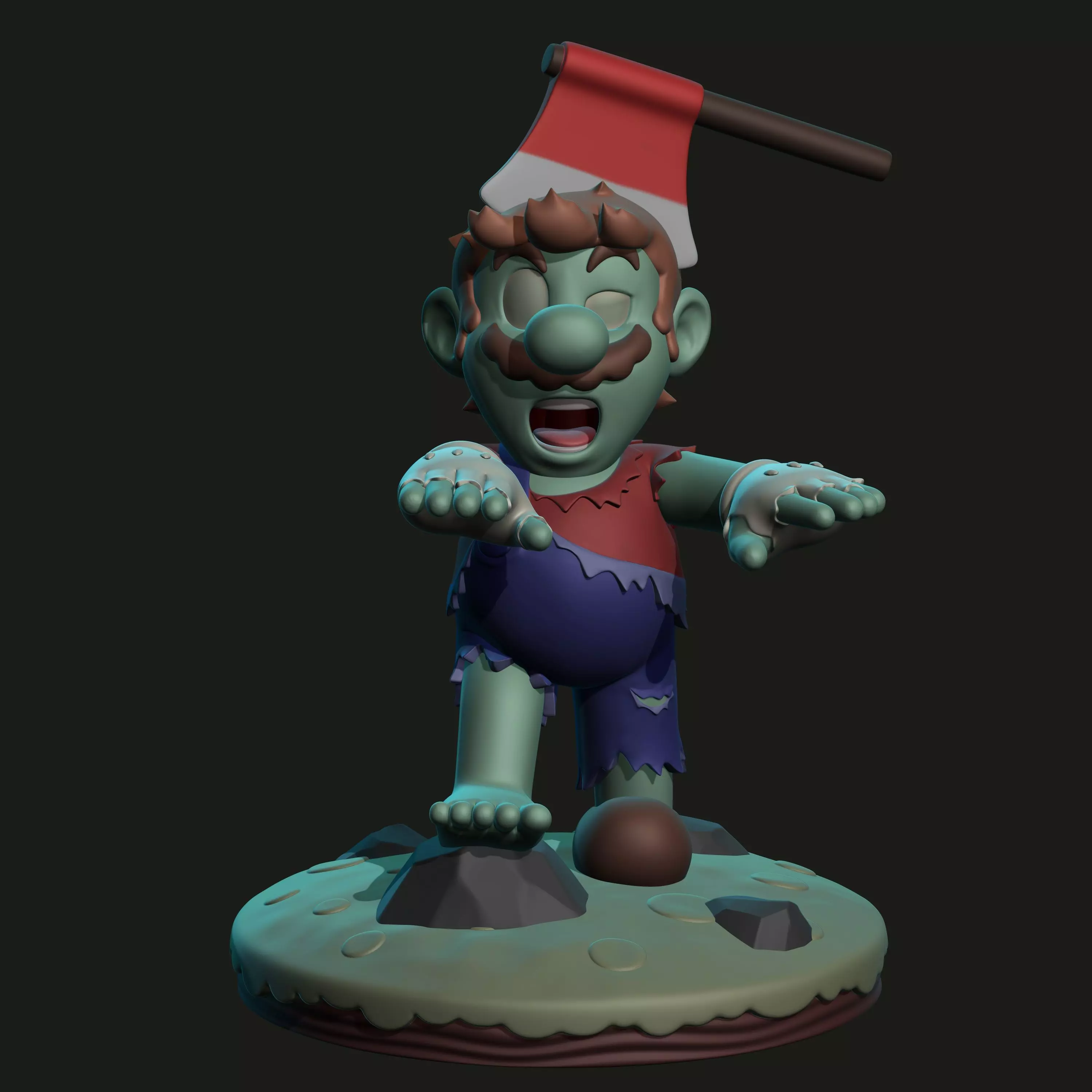 Mario Bros - Mario Zombie 3D print model_0