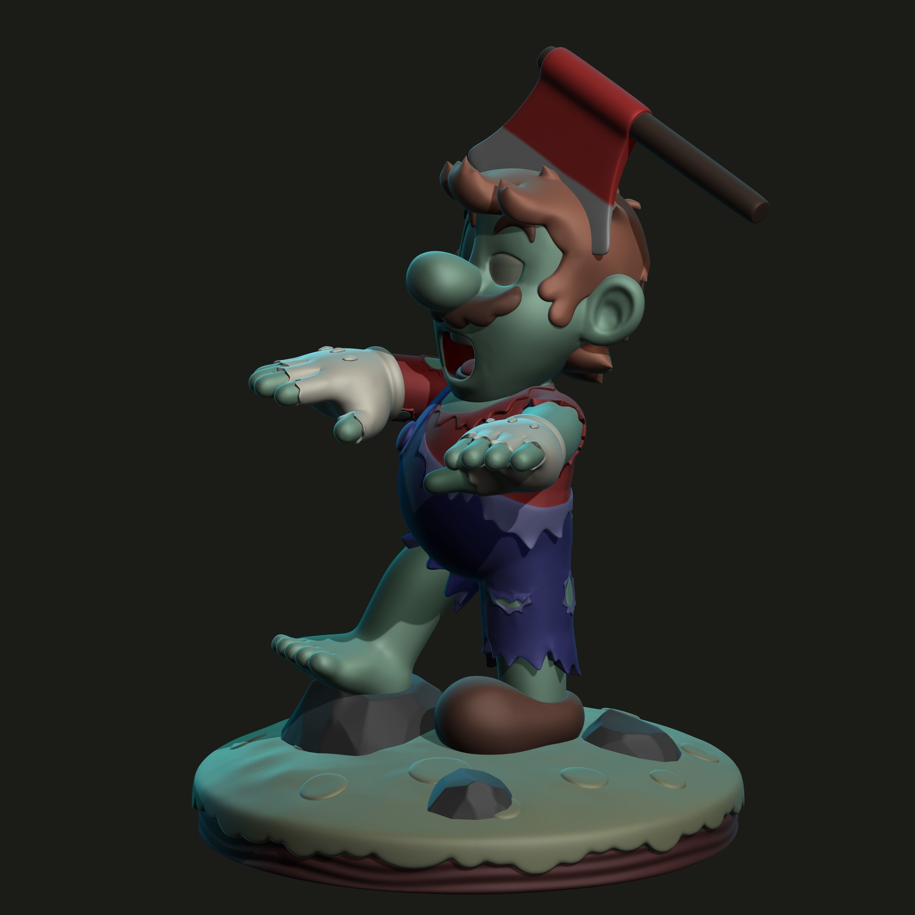Mario Bros - Mario Zombie 3D print model_7