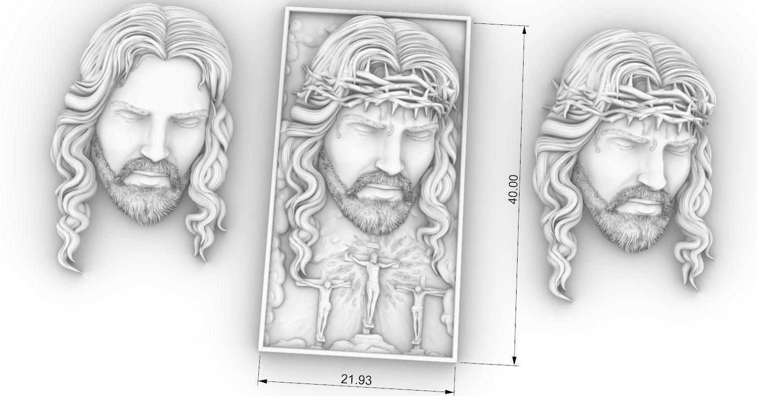Crucified Jesus Pendant Bas-Relief 3D print model_7