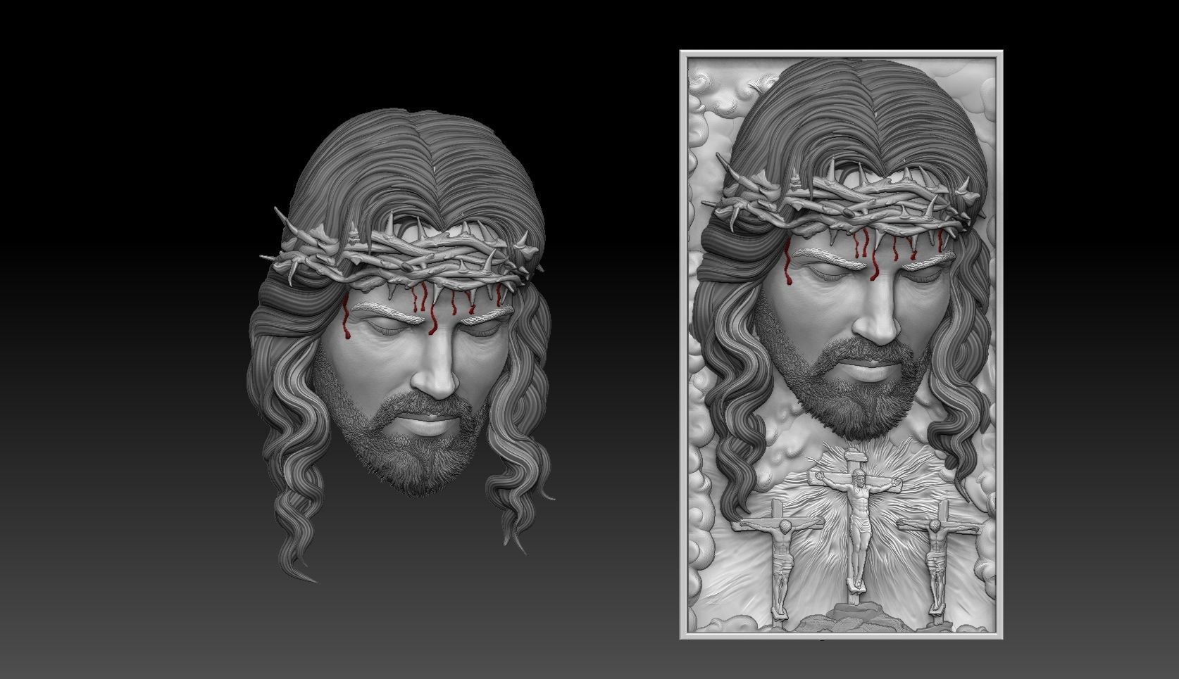 Crucified Jesus Pendant Bas-Relief 3D print model_1