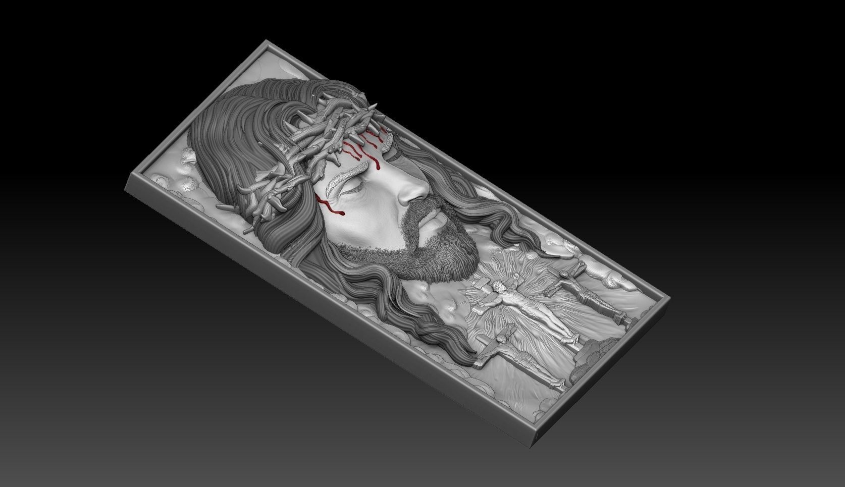 Crucified Jesus Pendant Bas-Relief 3D print model_5