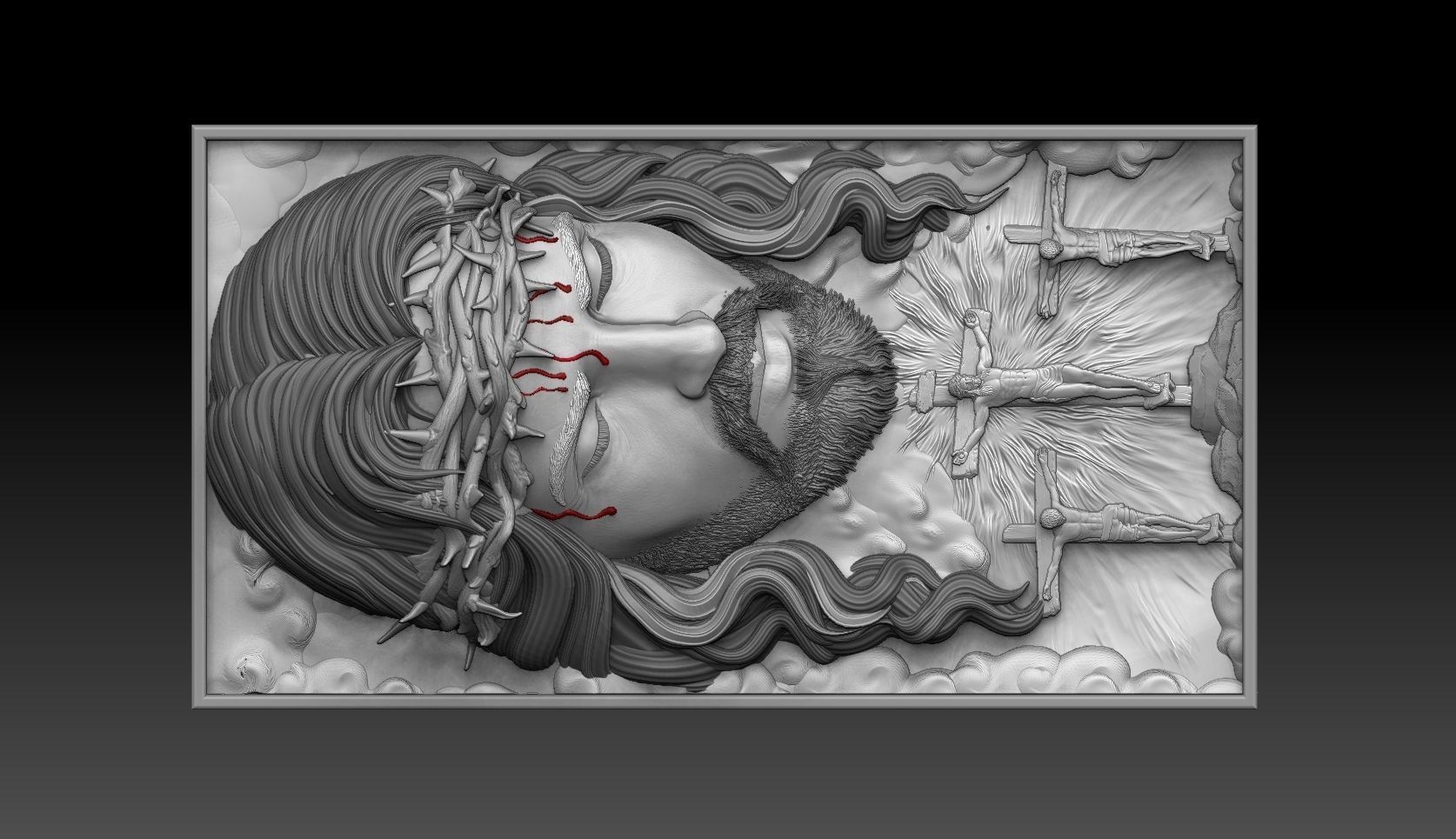 Crucified Jesus Pendant Bas-Relief 3D print model_2