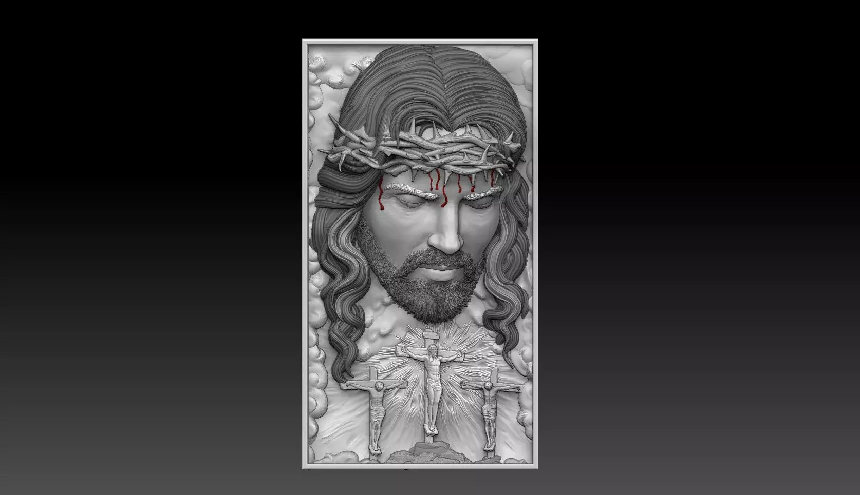 Crucified Jesus Pendant Bas-Relief 3D print model_0