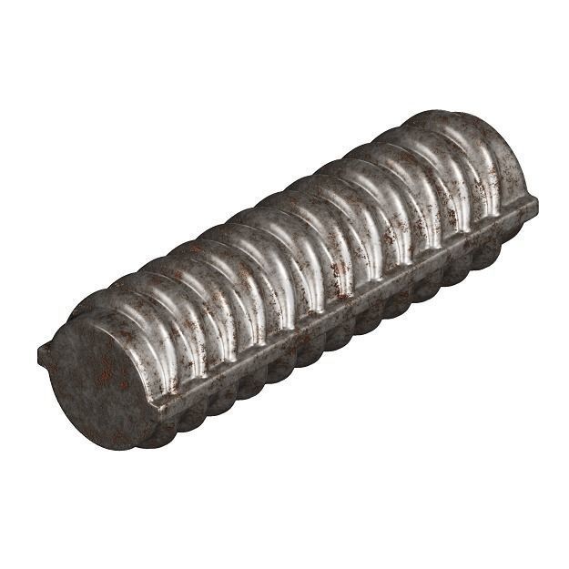 Rusty TMT Steel Bar 3D model_2