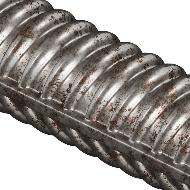 Rusty TMT Steel Bar 3D model_3