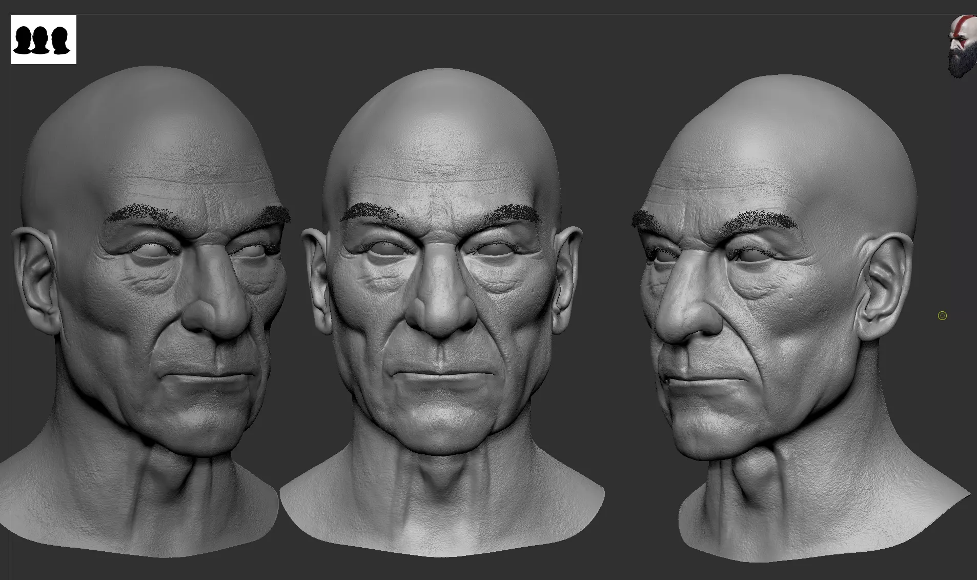 Patrick Stewart head sculpt  3D model_0
