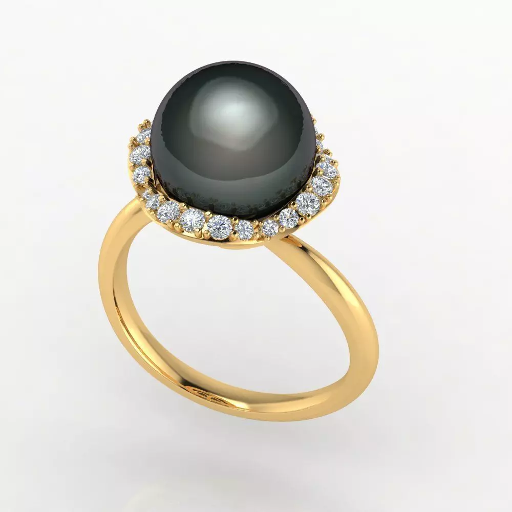 four-petal flower pearl ring Free 3D print model