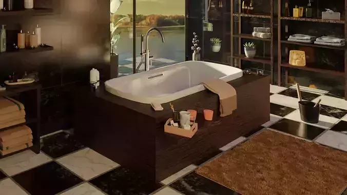 Bathtub with cabinet
