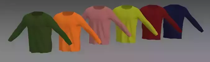 Long Sleeve T-shirt Cotton Male 3D clothing Model