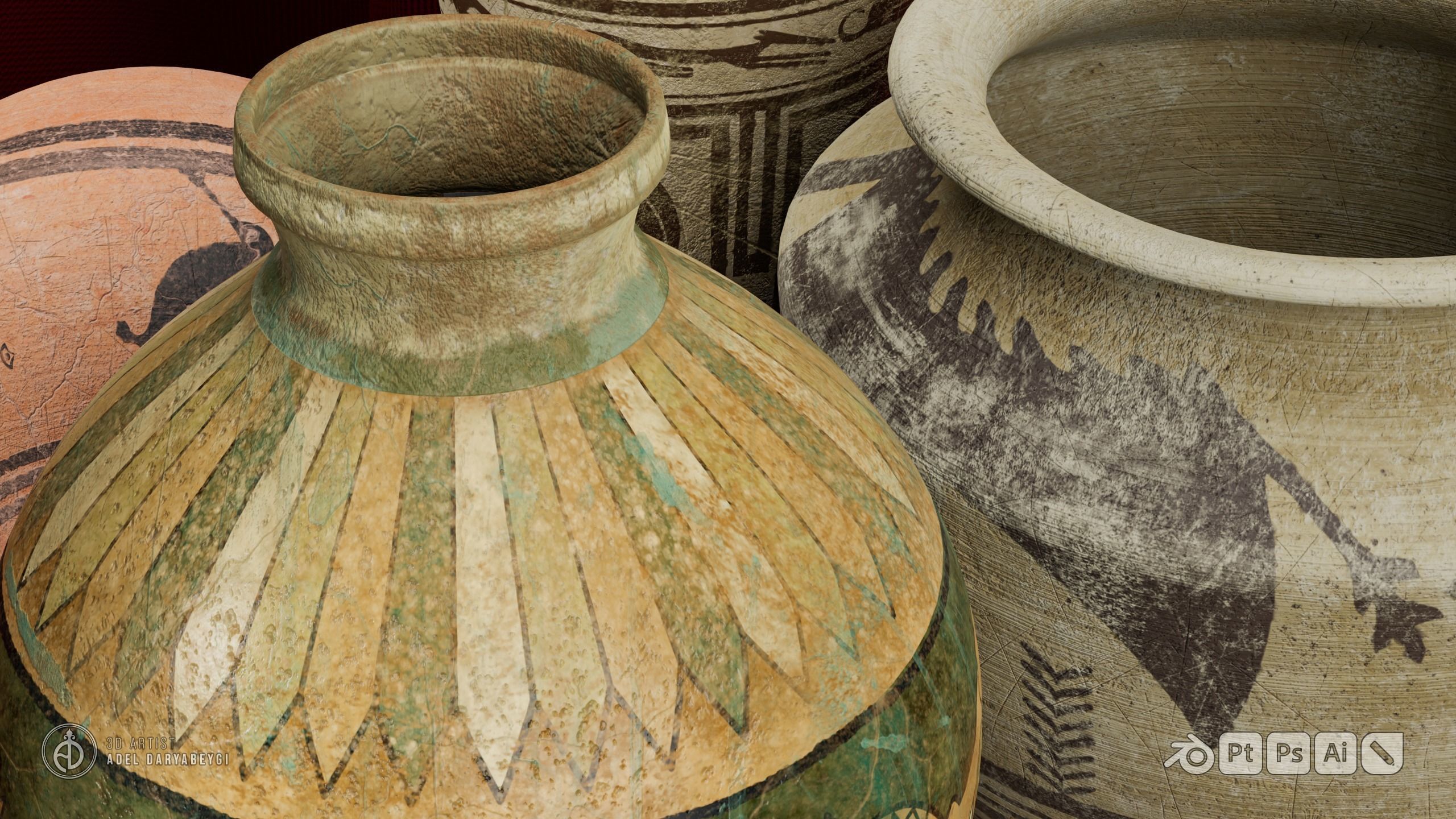 Decorative Vase and Historical Pottery  3D Model Collection_14