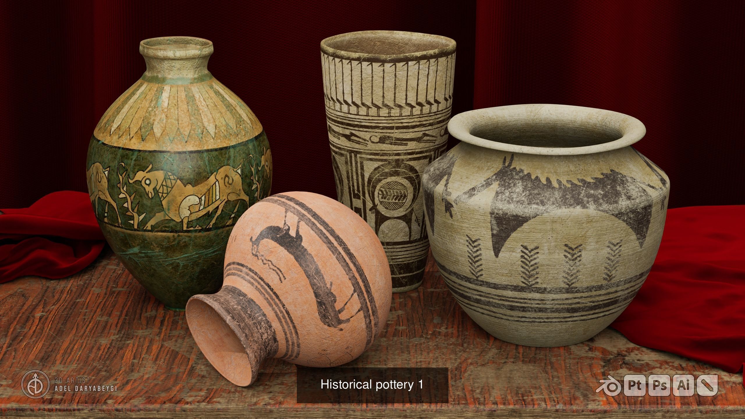 Decorative Vase and Historical Pottery  3D Model Collection_6