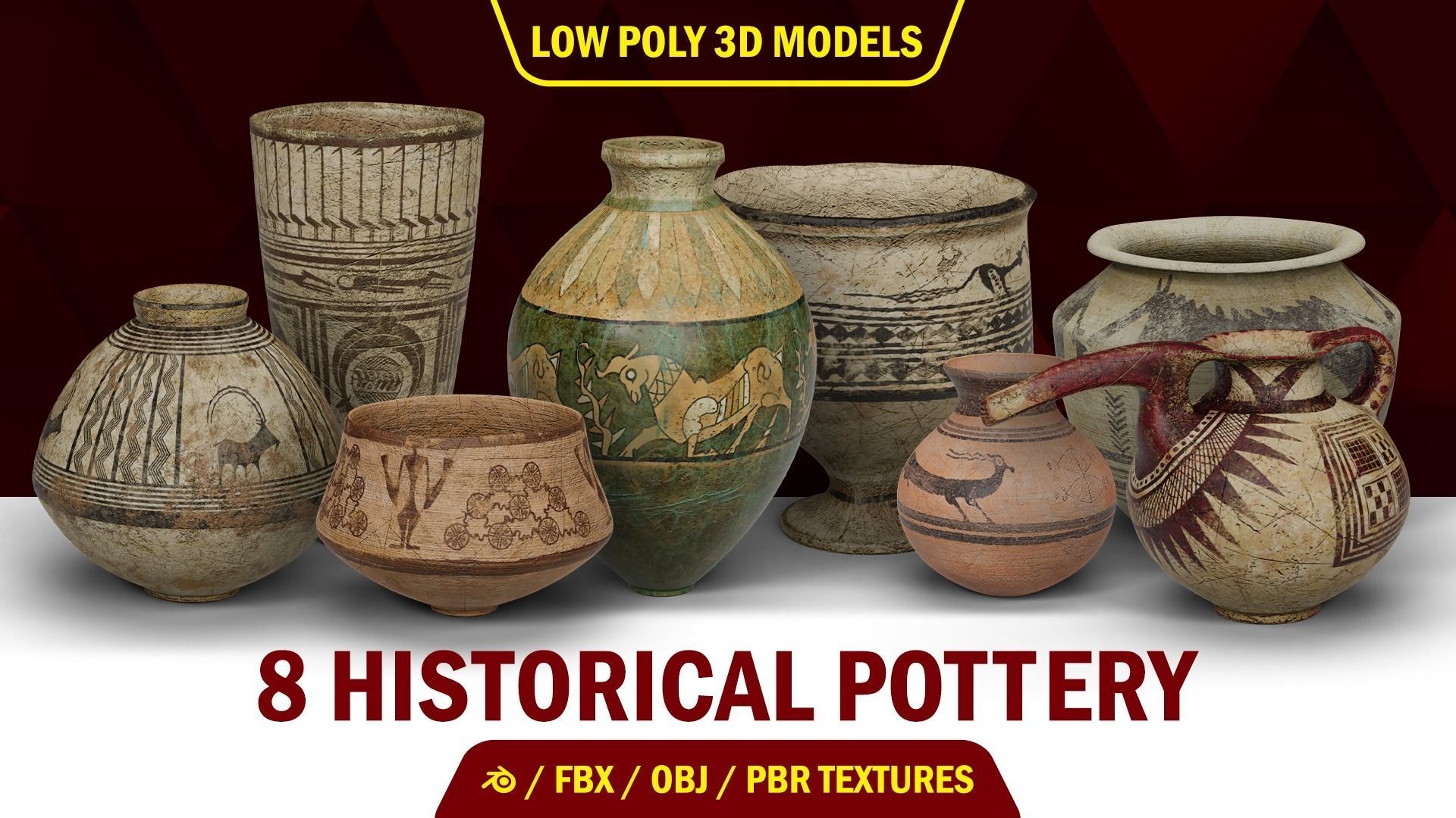 Decorative Vase and Historical Pottery  3D Model Collection_5