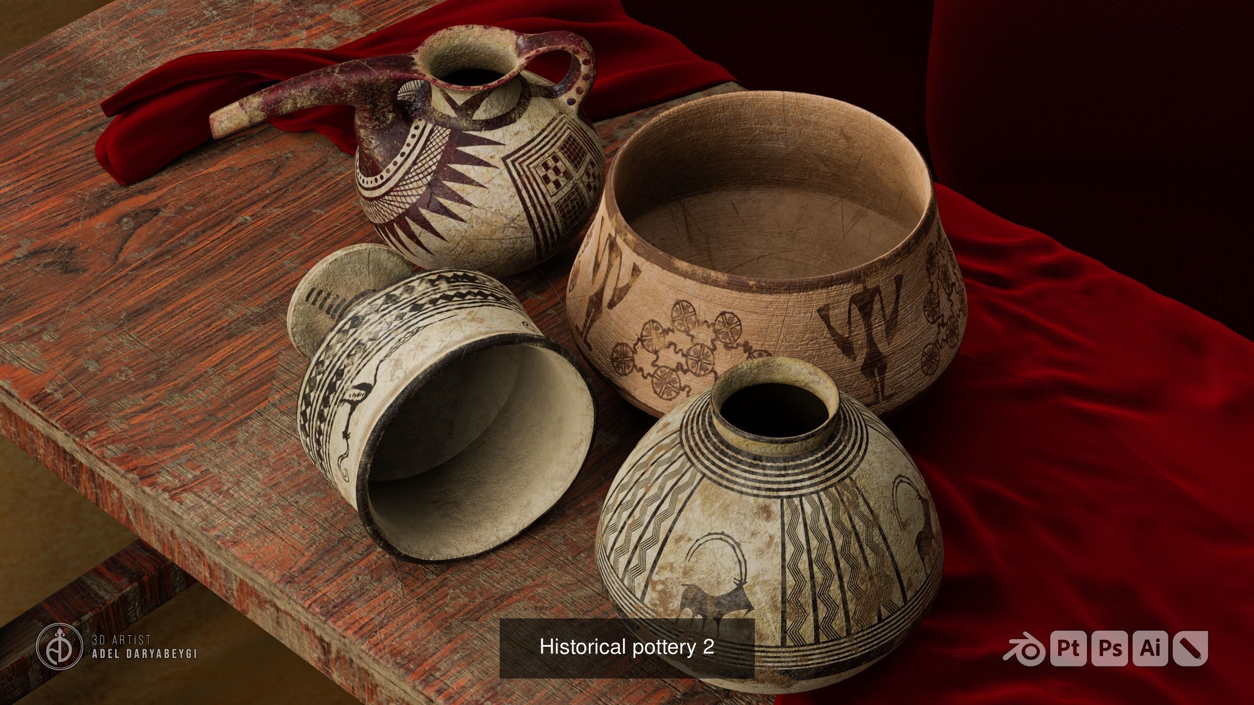 Decorative Vase and Historical Pottery  3D Model Collection_8