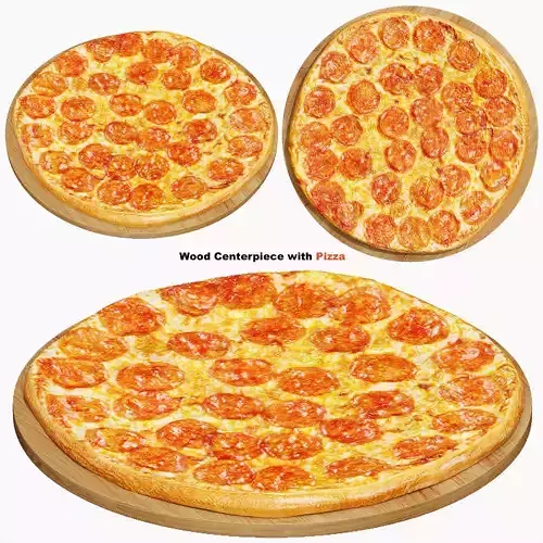 Wood Centerpiece with Sousages Pizza