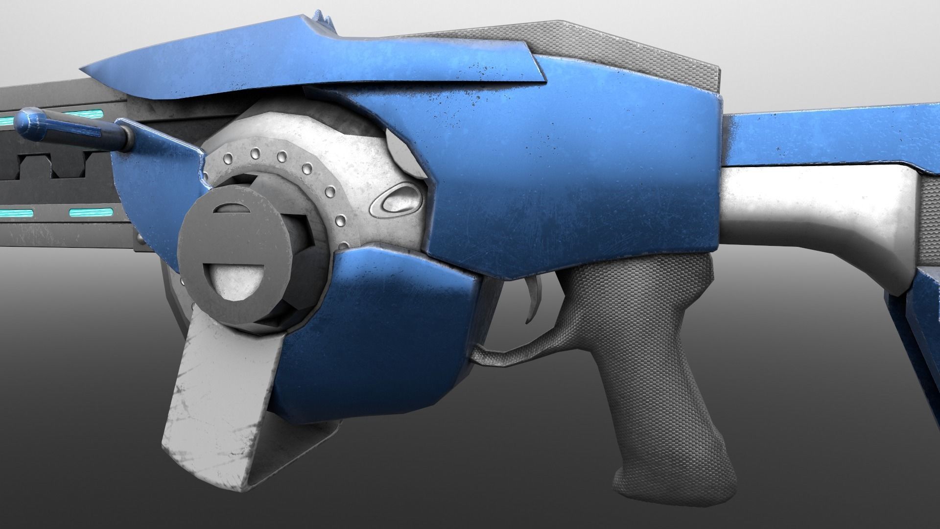 Scifi Rifle - Animated and rigged Low-poly 3D model_8