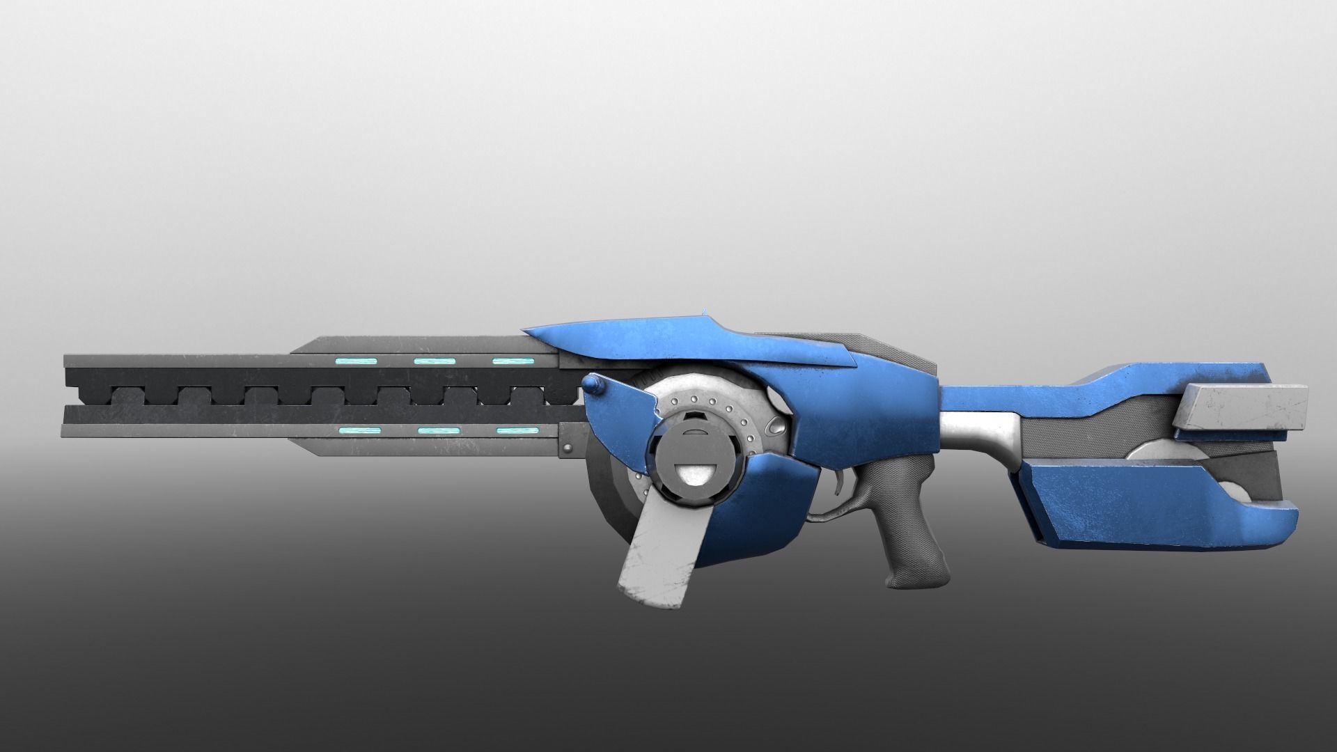 Scifi Rifle - Animated and rigged Low-poly 3D model_6