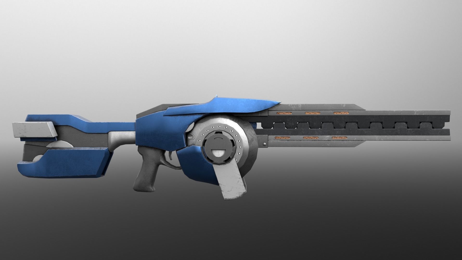 Scifi Rifle - Animated and rigged Low-poly 3D model_2