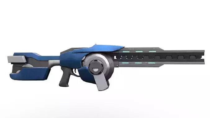 Scifi Rifle - Animated and rigged Low-poly 3D model