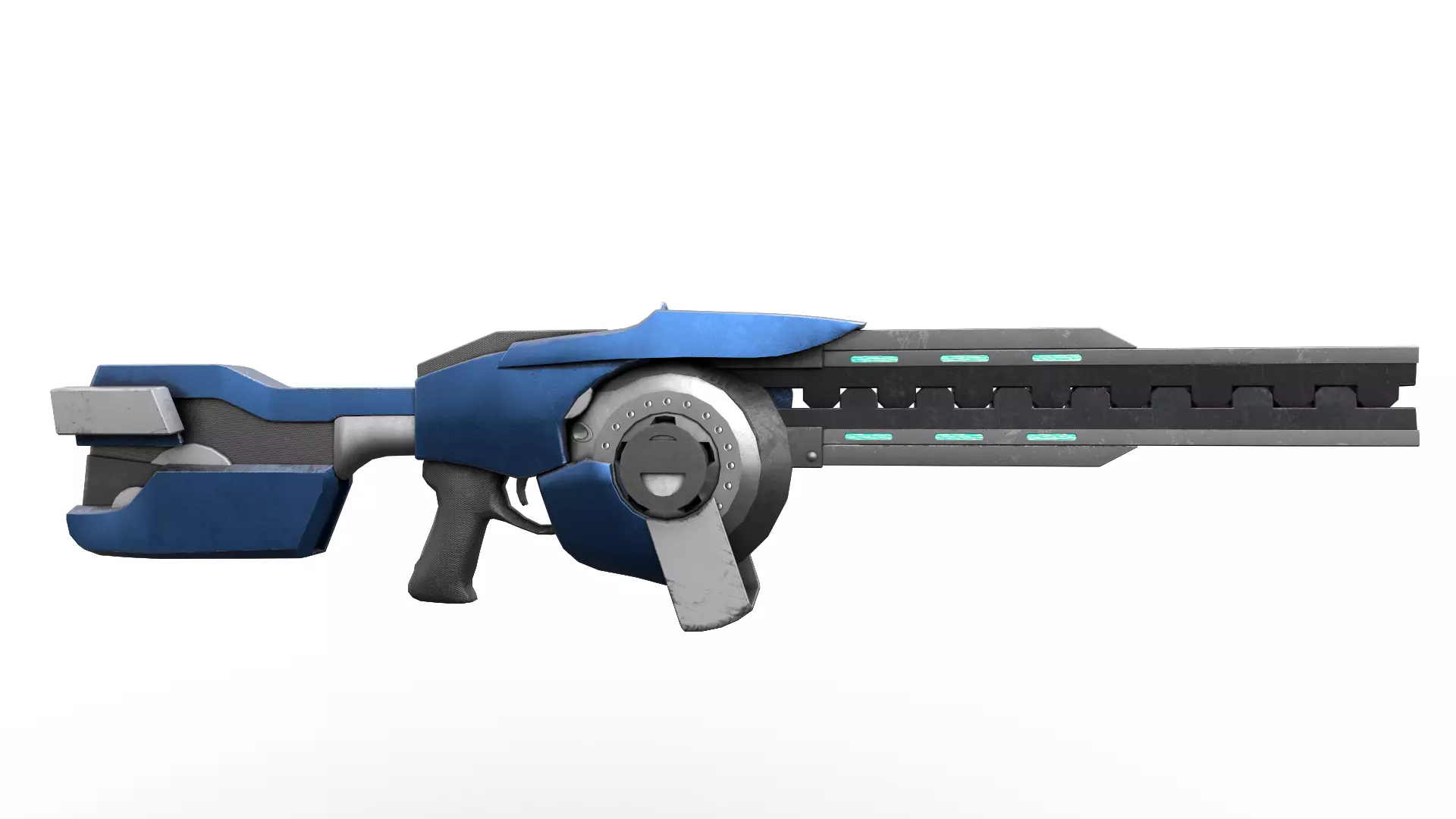 Scifi Rifle - Animated and rigged Low-poly 3D model_0
