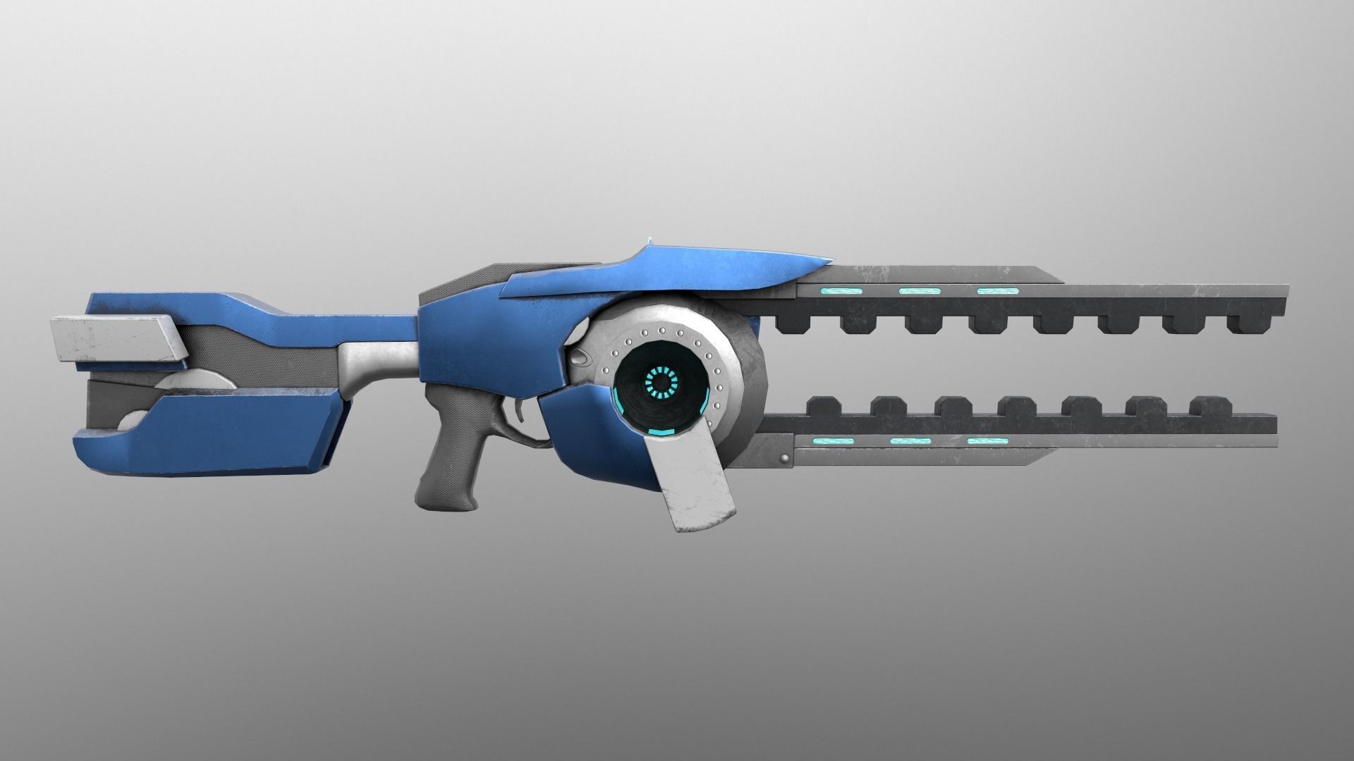 Scifi Rifle - Animated and rigged Low-poly 3D model_3