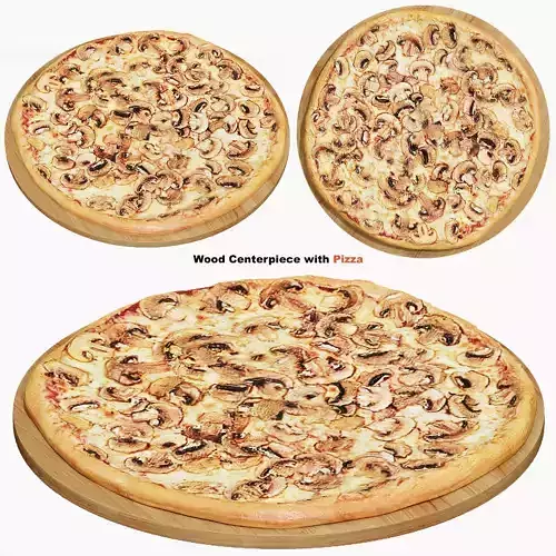 Wood Centerpiece with Mushroom Pizza