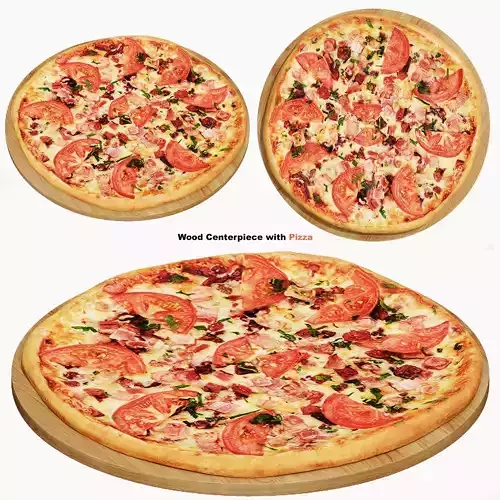 Wood Centerpiece with Tomato Pizza