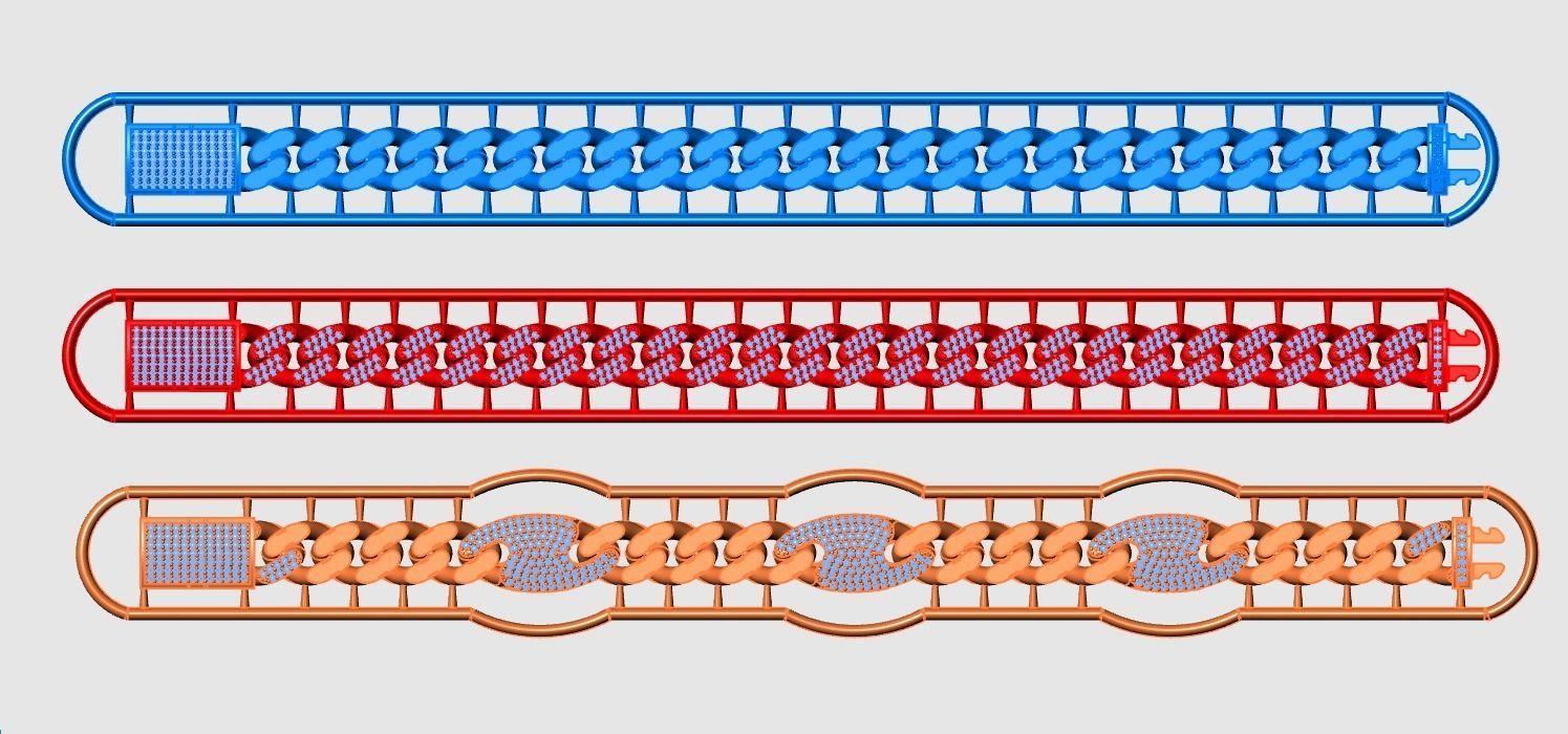 Cubans Collection 37 Fusion Link Chain Bracelets 3D print model_4