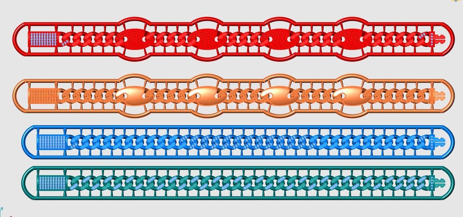 Cubans Collection 37 Fusion Link Chain Bracelets 3D print model_3