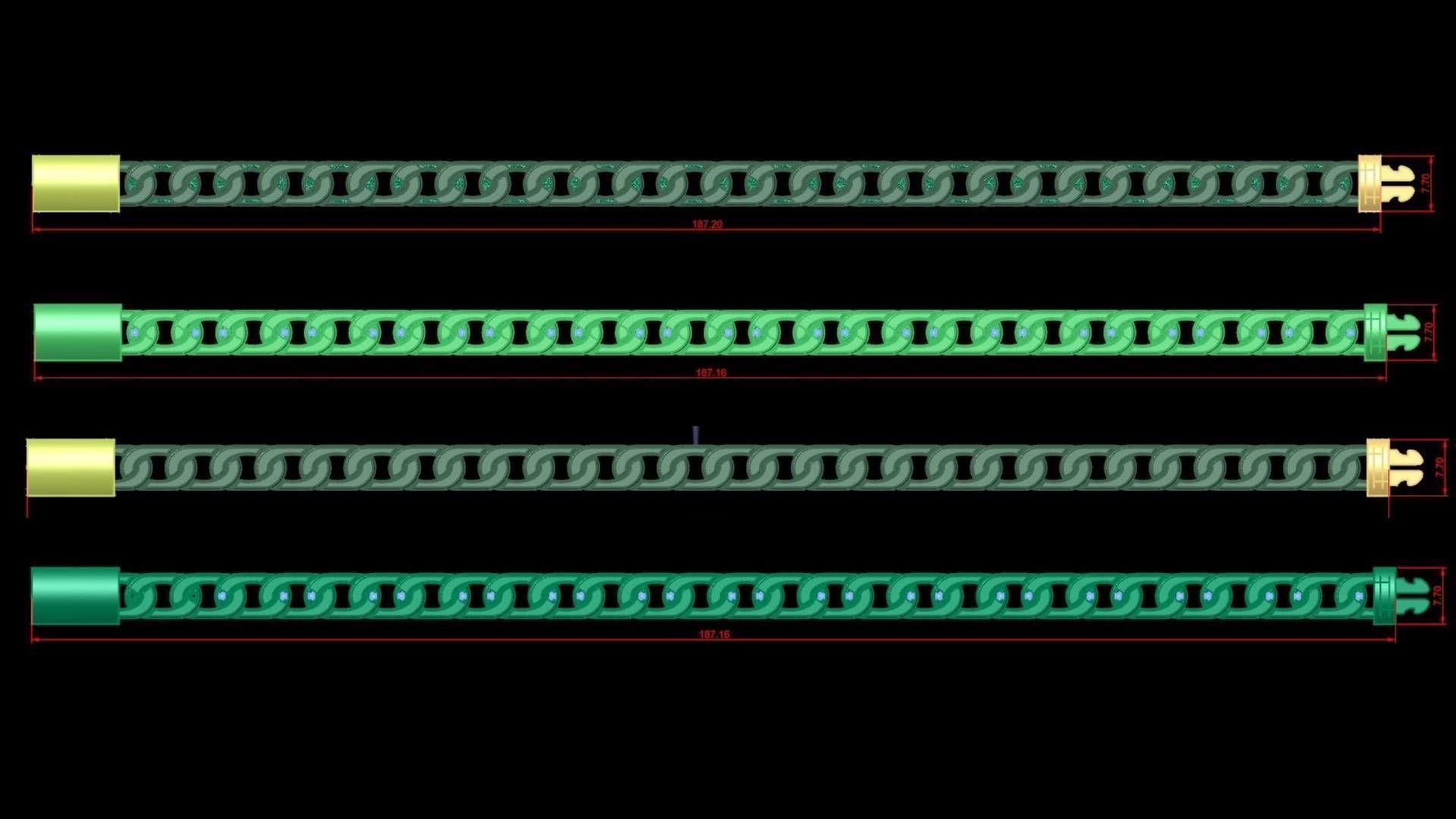 Cubans Collection 37 Fusion Link Chain Bracelets 3D print model_8