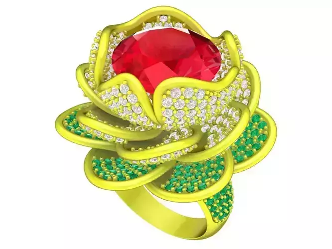 6515 Colorful Flower Diamond Women Ring
