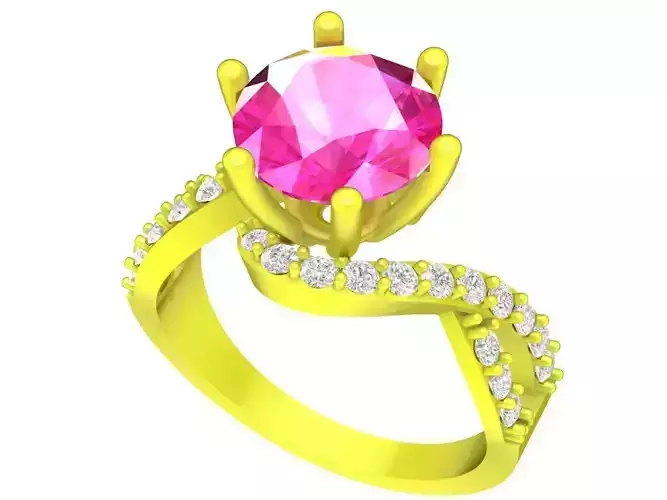 6522 Korean Gold Art Diamond Women Ring