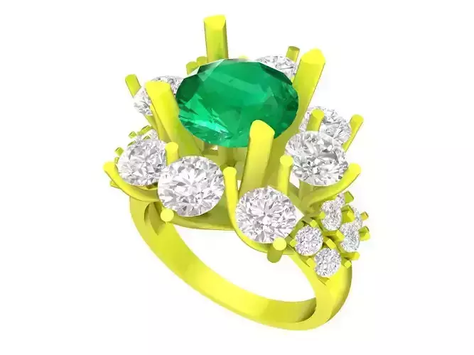 6523 HongKong Gold Art Diamond Women Ring