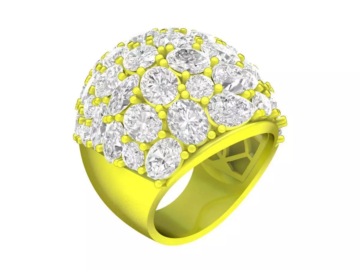 Luxury Dome Ring with Full Pave Cluster Design 6524 3D print model
