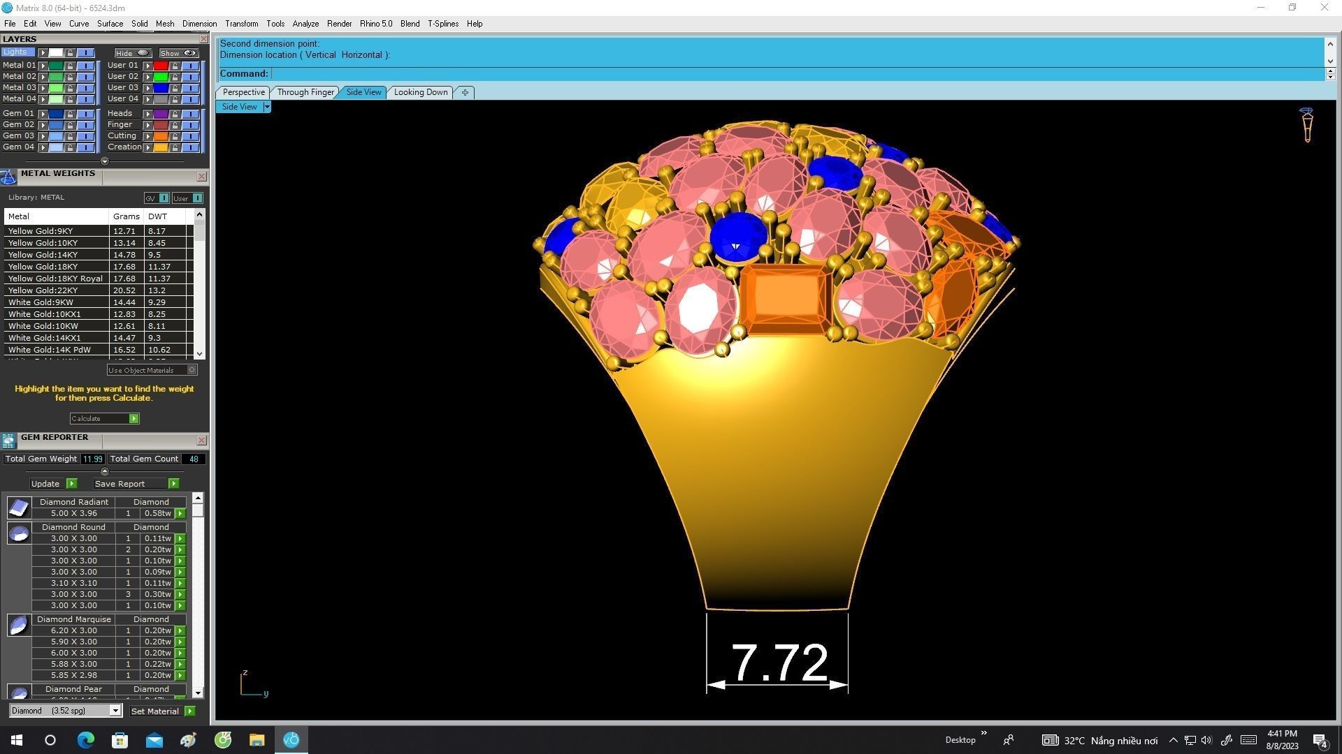 6524 Korean GoldArt Diamond Women Ring 3D print model_7