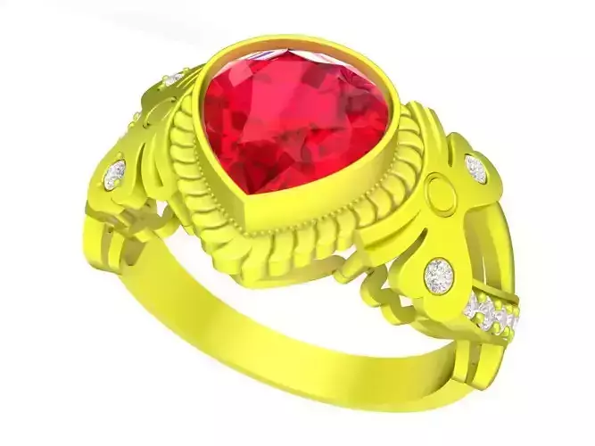 6525 Pear Diamond Gold Art Women Ring