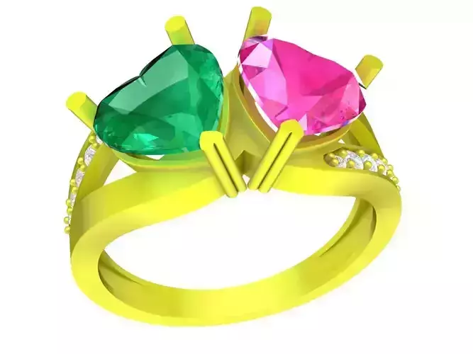 6530 Diamond Heart Ring 3D print model