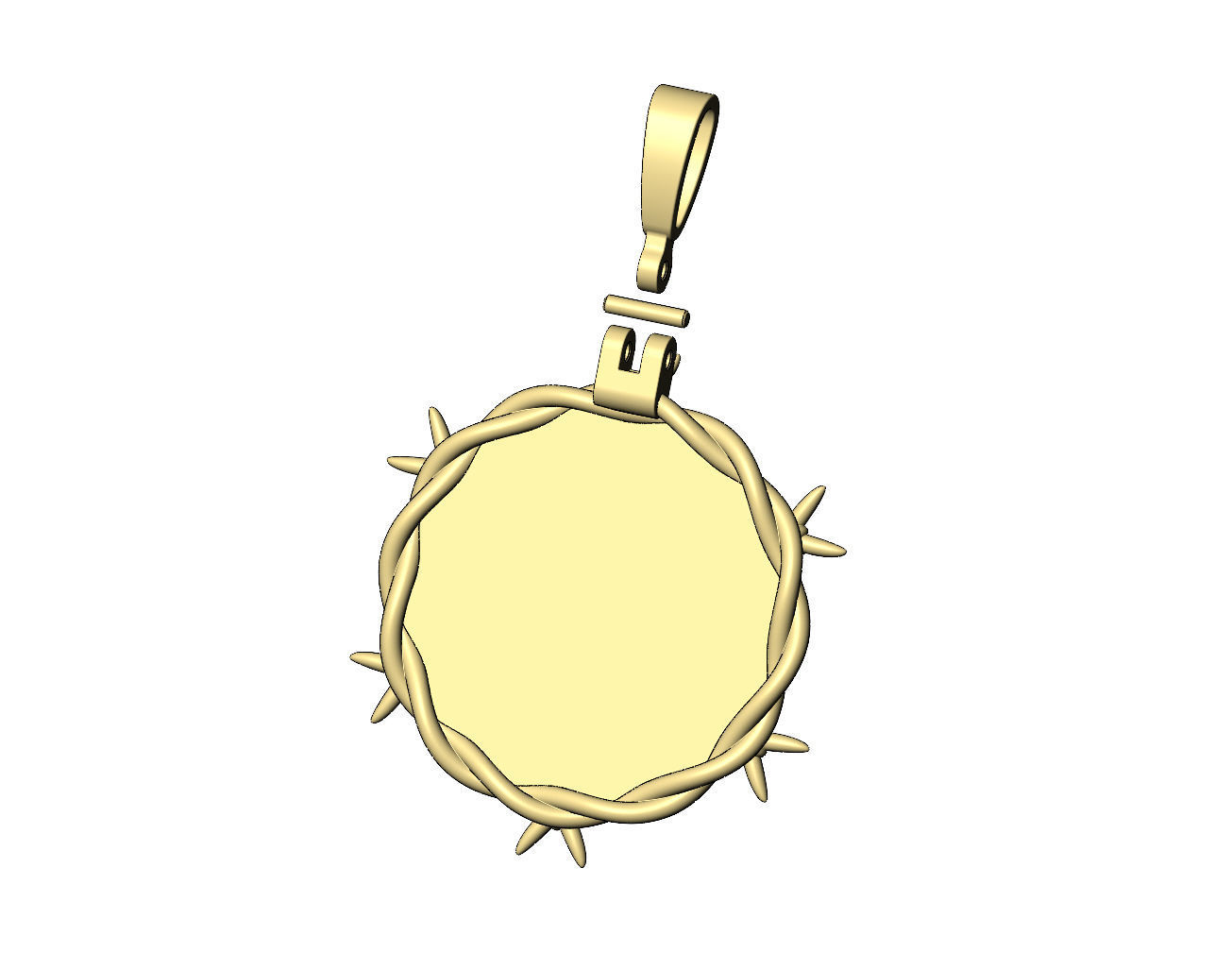 Barbwire thornes round pendant with bail 3D print model_9