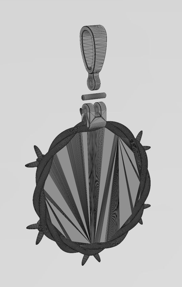 Barbwire thornes round pendant with bail 3D print model_14