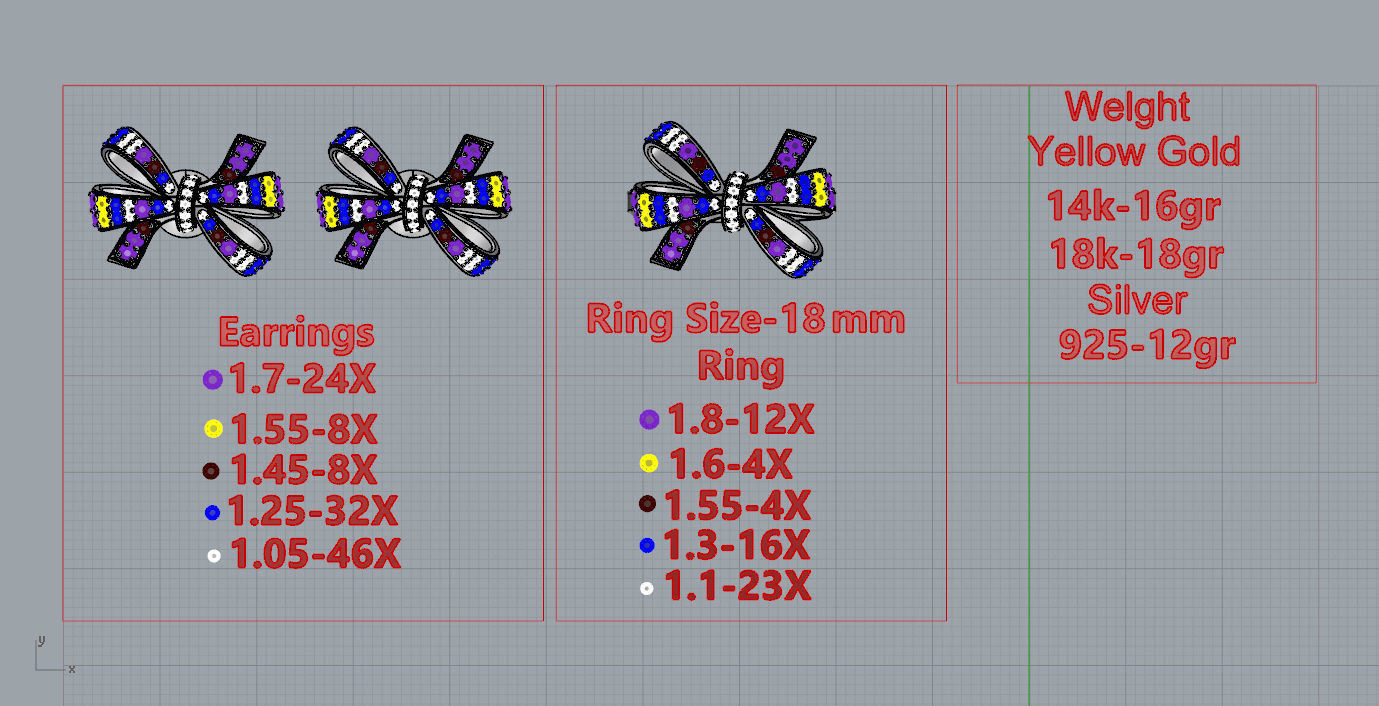 Ring and Earrings  3D print model_3