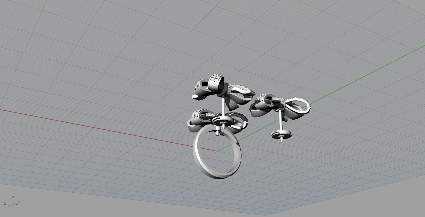 Ring and Earrings  3D print model_8