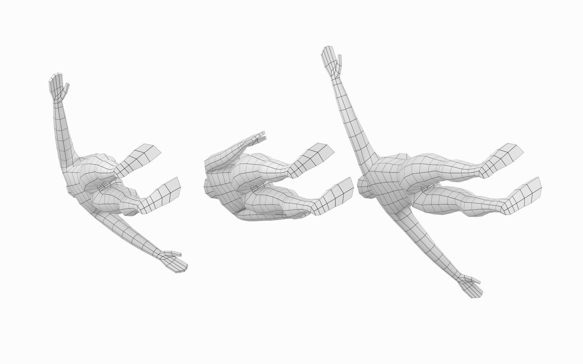 Natural Female in In 3 Modeling Poses Base Mesh 3D model_15